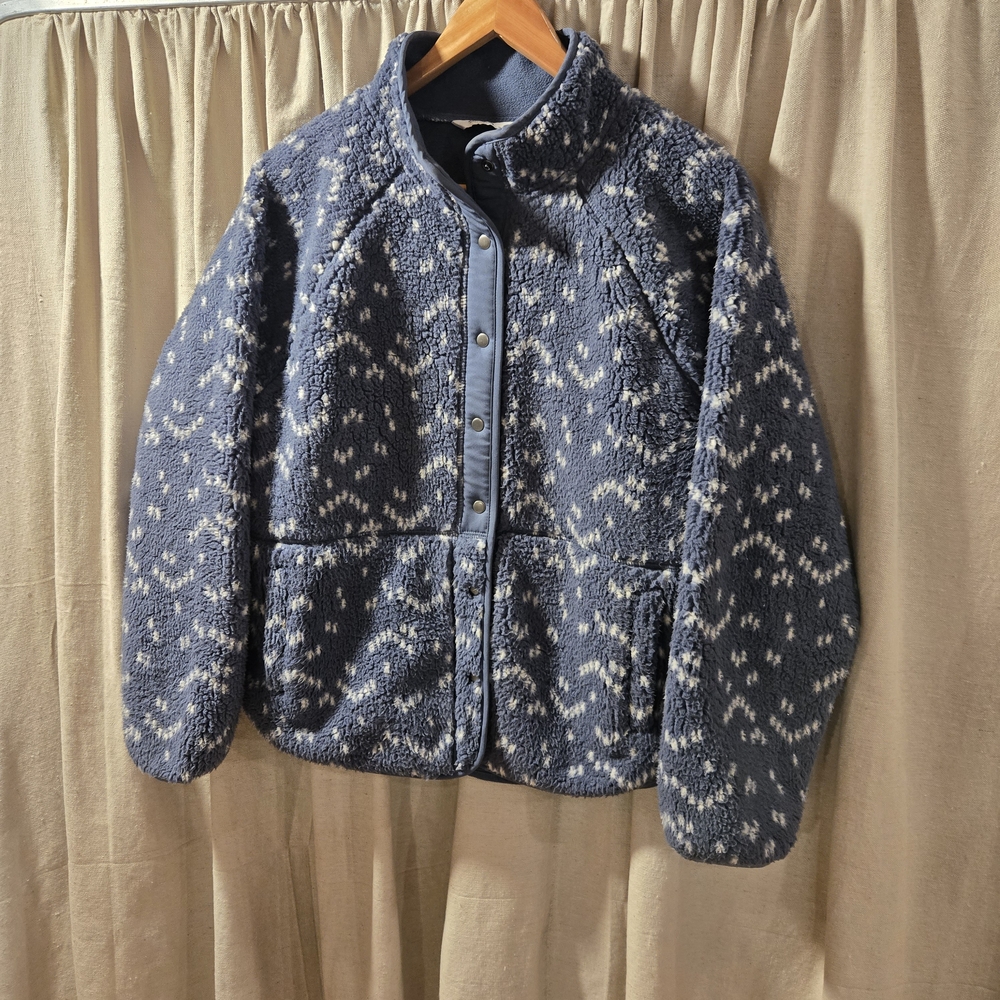 Blue Patterned Fleece Jacket